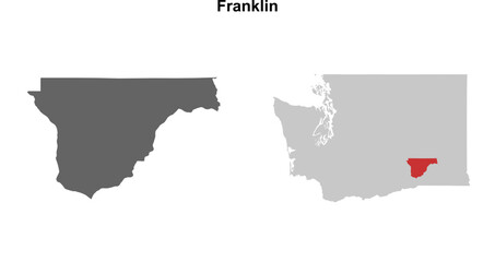 Fototapeta premium Franklin County (Washington) blank outline map set