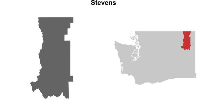 Stevens County (Washington) blank outline map set