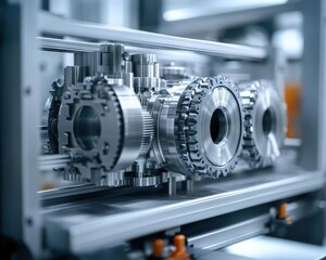 Fototapeta premium 3D printers manufacturing custom components for automotive applications, Additive Manufacturing, Precise and fast
