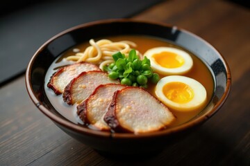 Rich shoyu broth, chashu pork, soft boiled egg, ramen noodles, delicious, pork belly, bamboo shoots