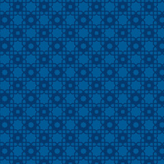Geometric Pattern in Deep Blue with Intricate Overlapping Shapes