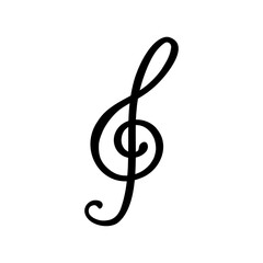 Fototapeta premium Treble Clef Icon – Black Music Symbol on White Background