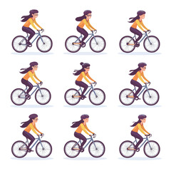 Active Woman Cyclist Character - Cycling Illustration for Sports Enthusiasts