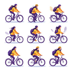 Active Woman Cyclist Character - Cycling Illustration for Sports Enthusiasts