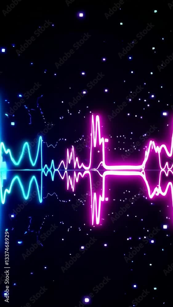 Poster dynamic neon waveforms pulse in synchrony with vibrant abstract background