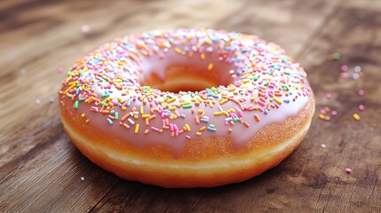 Delicious Pink Glazed Donut Sprinkles Sweet Treat Bakery Pastry Dessert Food Photography Tasty Yummy Confectionery Sugar Glaze Deliciousness Sweetness