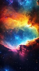 Fototapeta premium Cosmic Nebula with Fiery Colors 