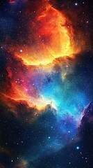 Fototapeta premium Cosmic Nebula with Fiery Colors 
