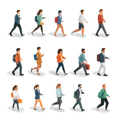 Isometric People - Diverse Group of Men, Women, and Kids Standing Together