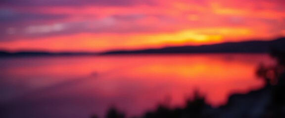Obraz premium Dreamy, blurred sunset hues, soft orange and purple tones, summer, background