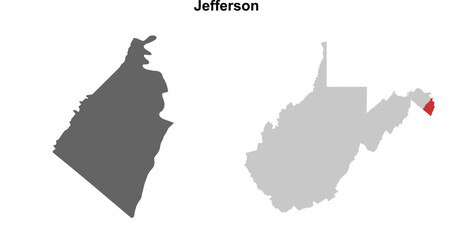 Jefferson County (West Virginia) blank outline map set