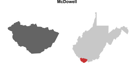McDowell County (West Virginia) blank outline map set