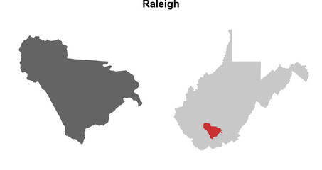 Raleigh County (West Virginia) blank outline map set