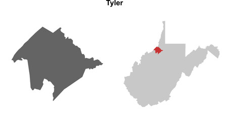 Tyler County (West Virginia) blank outline map set