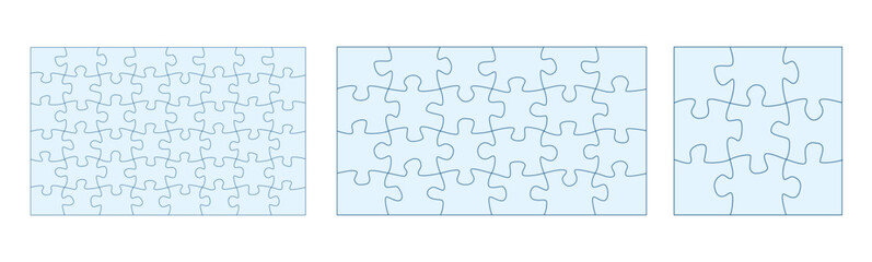 Fototapeta premium Puzzle pieces set. Jigsaw puzzle with 9, 24, 48 pieces. Jigsaw puzzle template.