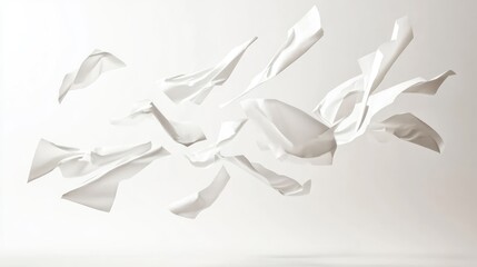 Abstract composition of flowing white paper against a soft background, evoking a sense of motion and elegance