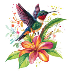 Fototapeta premium Exotic Colibri Hummingbird on a Tropic Flower