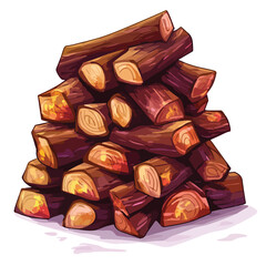 Firewood Pile Cartoon Vector Set for Bonfire Themes