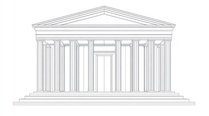 Obraz premium Classic Greek temple outline illustration (1)
