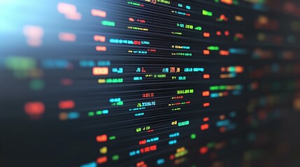 Fototapeta premium Experience the thrill of the stock market with a closeup of dynamic tickers racing by in vibrant, textured visuals.