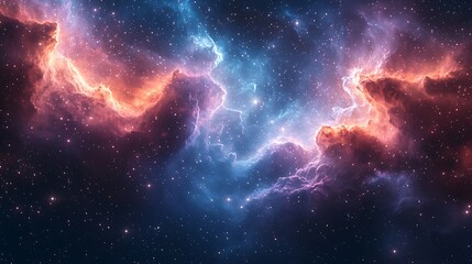 Obraz premium Vibrant cosmic nebula texture with stars high resolution background