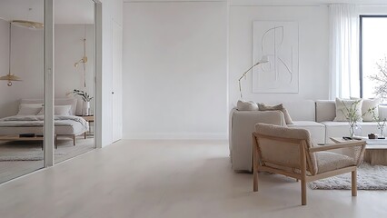 Fototapeta premium Light and Airy Minimalist Living Room Design