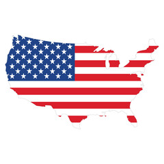 united states of america map with flag