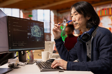 AI startup senior admin overseeing deep learning application, thinking how to improve software....