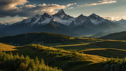 mountains in the morning