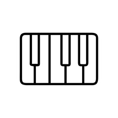 Piano keys icon in minimalistic style on white background  