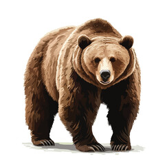Majestic Grizzly Bear Full Body Illustration Design