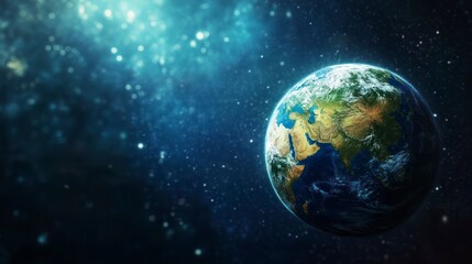Obraz premium Earth View From Space with Galaxy Background and Starfield