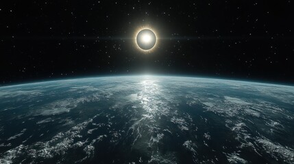 Obraz premium Annular Solar Eclipse Over Earth: A Celestial Spectacle