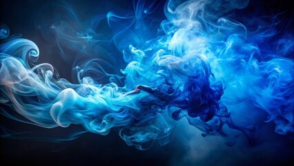Fototapeta premium Abstract Blue Smoke Brushstrokes Double Exposure Stock Photo