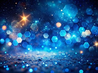 Fototapeta premium Abstract Blue Space Background: Blurred Bokeh Circles & Pentagon Texture