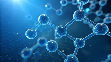 A Mesmerizing Dance Of Interconnected Molecules, A Vibrant Blue Symphony Of Scientific Wonder, With A Stunning 3d Crystalline Structure