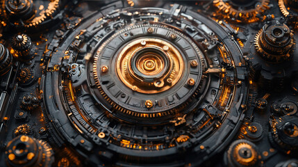 Fototapeta premium Futuristic machinery design digital realm technical illustration high-tech environment close-up view innovative concepts