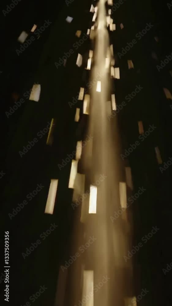 Poster Glowing particles in dynamic flow creating illuminated pathway in dark background