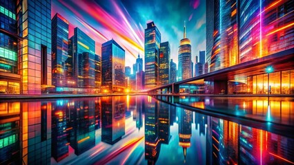 Obraz premium Abstract City Distortion: Modern Architecture Portrait Photography