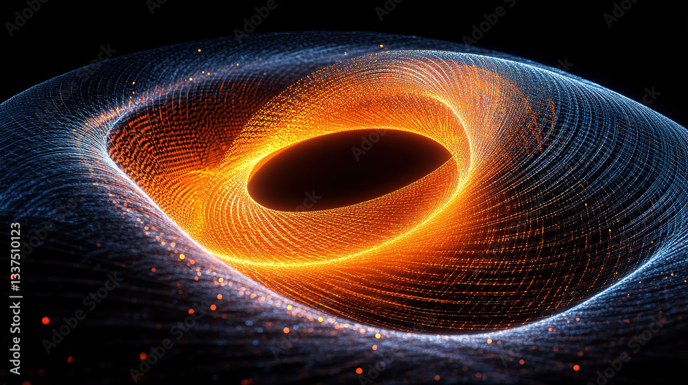 Wall mural dynamic visualization of a black hole event horizon outer space digital art cosmic environment abstr