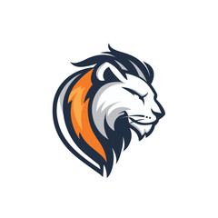 Obraz premium Modern Two-Tone and Outline Shape Lion Head Logo