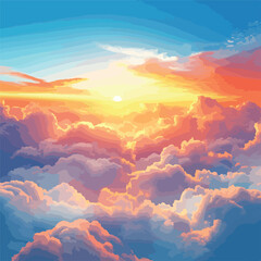 Fototapeta premium Heavenly Sunset above Clouds - Abstract Sky View