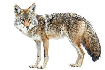 Fototapeta premium Standing Coyote with Brown and Gray Fur in Transparent Background Wildlife Stock Photo