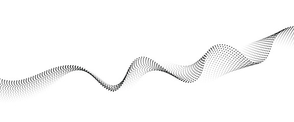 Flowing Dot Wave halftone gradient pattern on transparent background	
