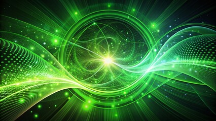Obraz premium Abstract Glowing Green Energy Flow: Digital Art Tech Design Background