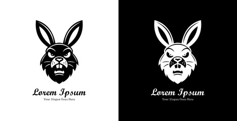rabbit head logo design with modern style