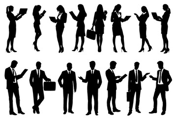 Collection of silhouettes of business people in various poses.