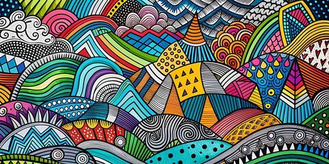 Abstract Linear Doodle Pattern: Bold Black Scribble Wallpaper Design