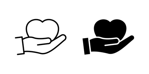 hands holding heart or love Icon set, Symbol isolated white background. vector illustration. color editable.