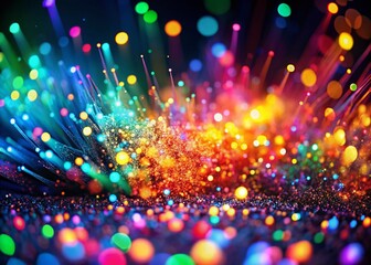 Fototapeta premium Abstract Neon Light Particles: Tilt-Shift Flying Energy Burst Stock Photo